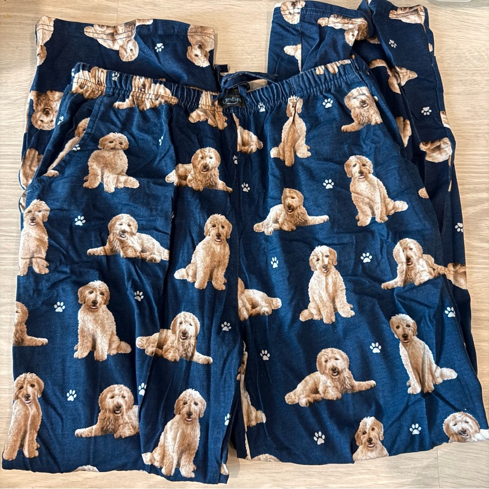 Comfies Golden‎ Retriever Blue Pajama Pants Size Large